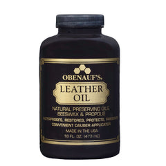 Obenauf's Leather Oil bottle with applicator for easy, even conditioning.