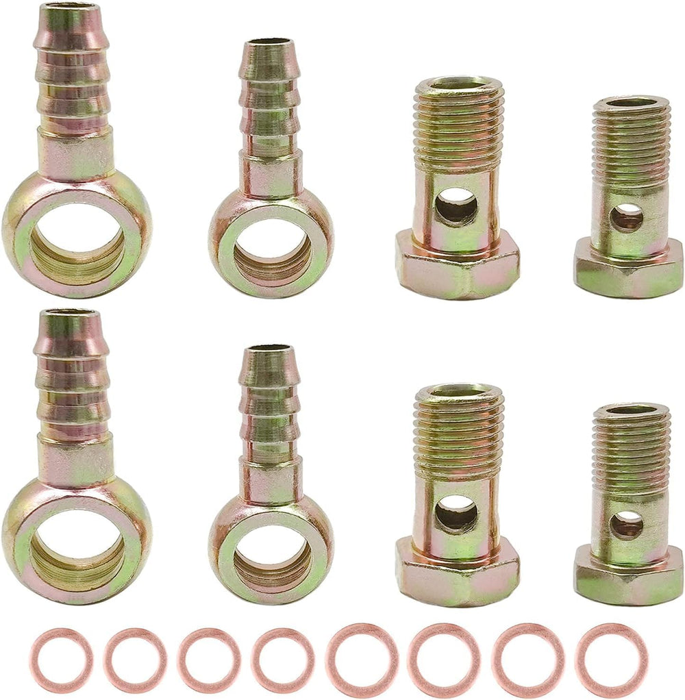 OBQSNS banjo bolt fittings 12mm-14mm set for versatile engine connections.