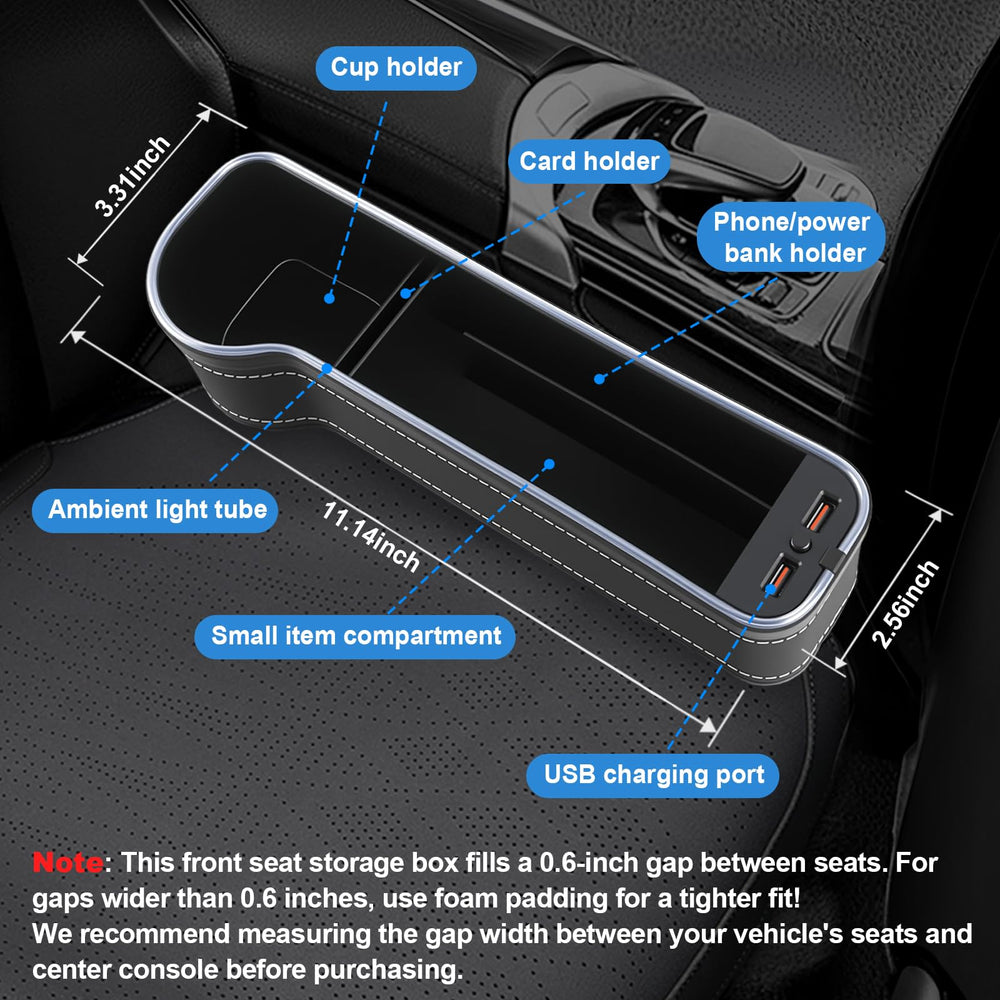 Obvade seat gap organizer with cup holder eases access to drinks on the road.
