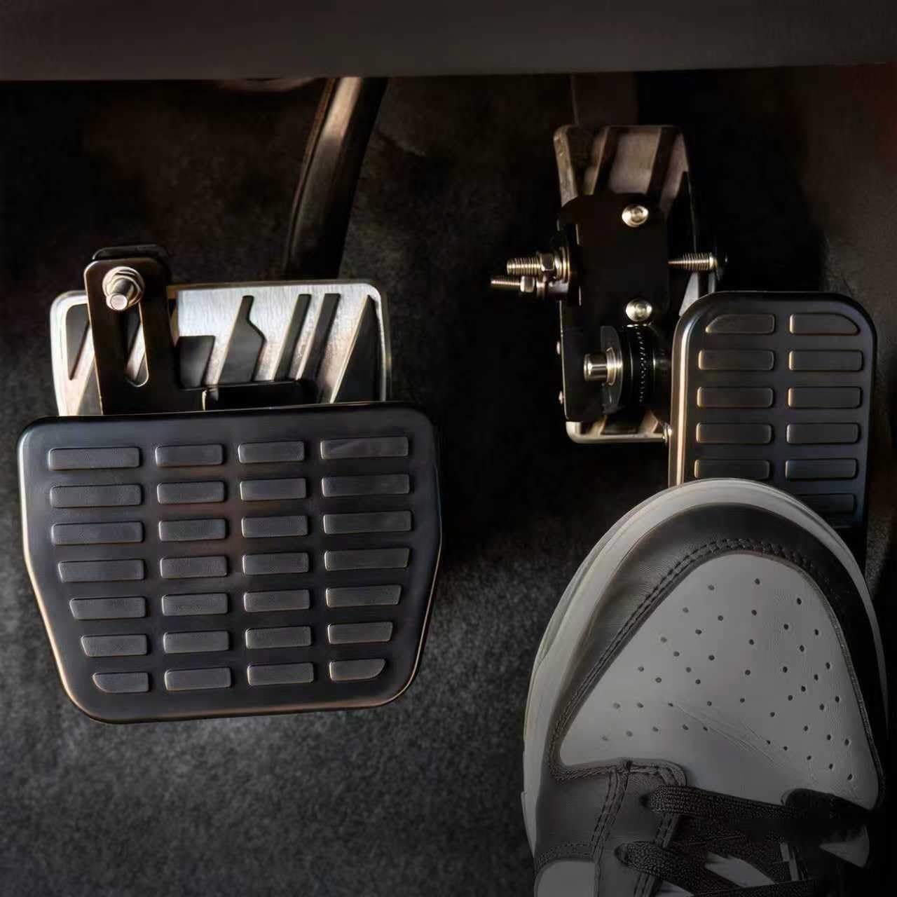 OceanicEcho brake pedal extender angle adjustment showing flexible geometry.