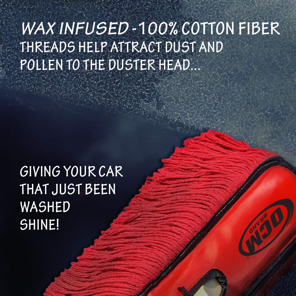 OCM Brand solid wood handle on duster for durable comfort.