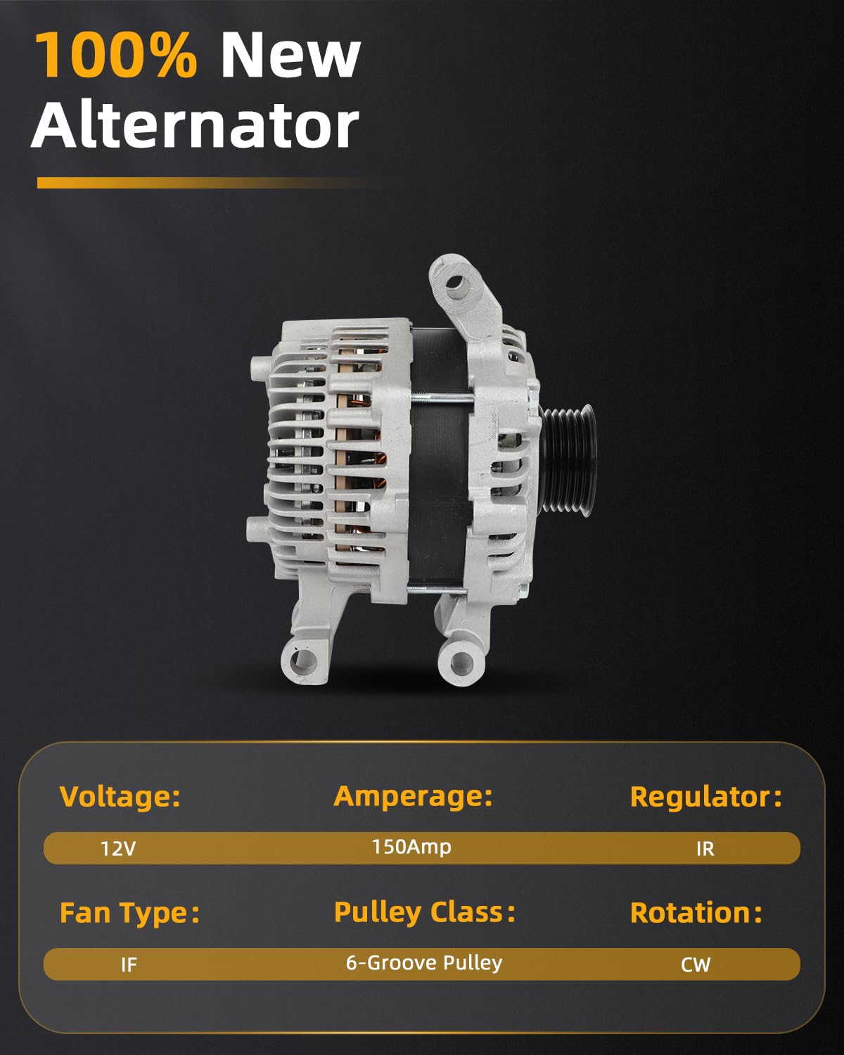 OCPTY alternator for Ford Fusion front view, consistent performance