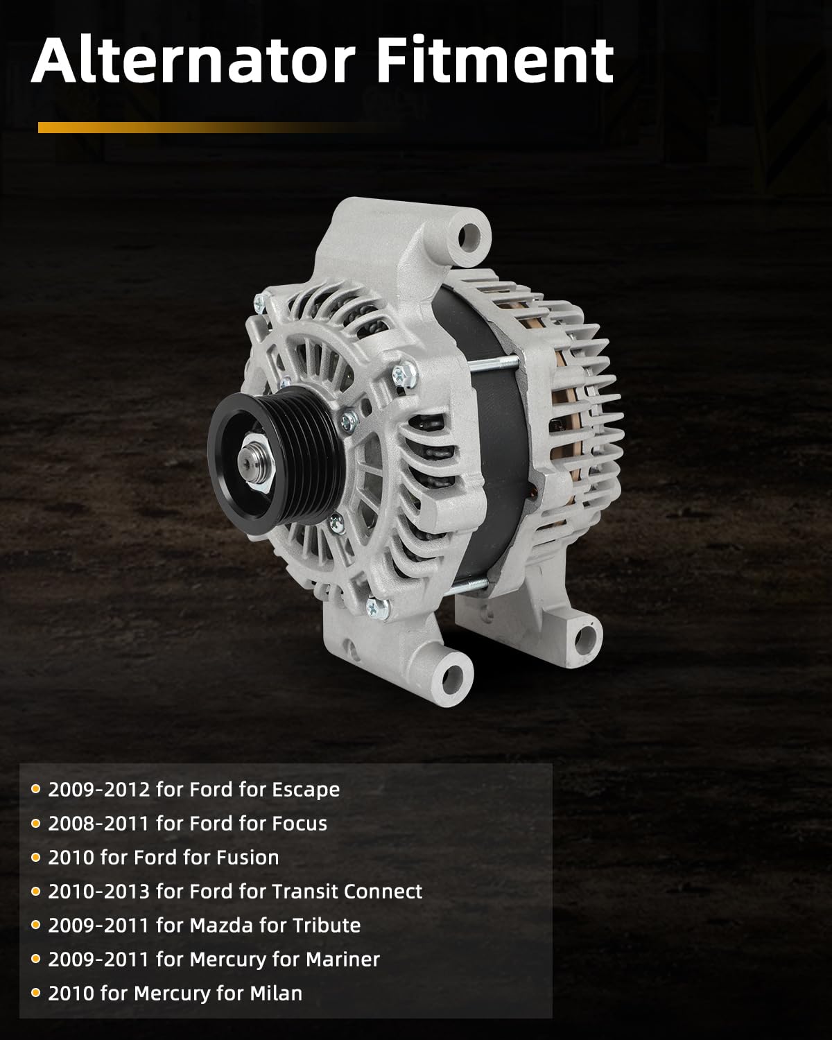 OCPTY alternator for Mazda Tribute front view, energized electronics