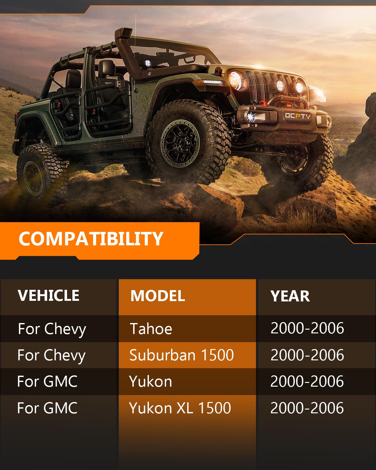 OCPTY front shocks for Tahoe 4WD offering better cornering and comfort.