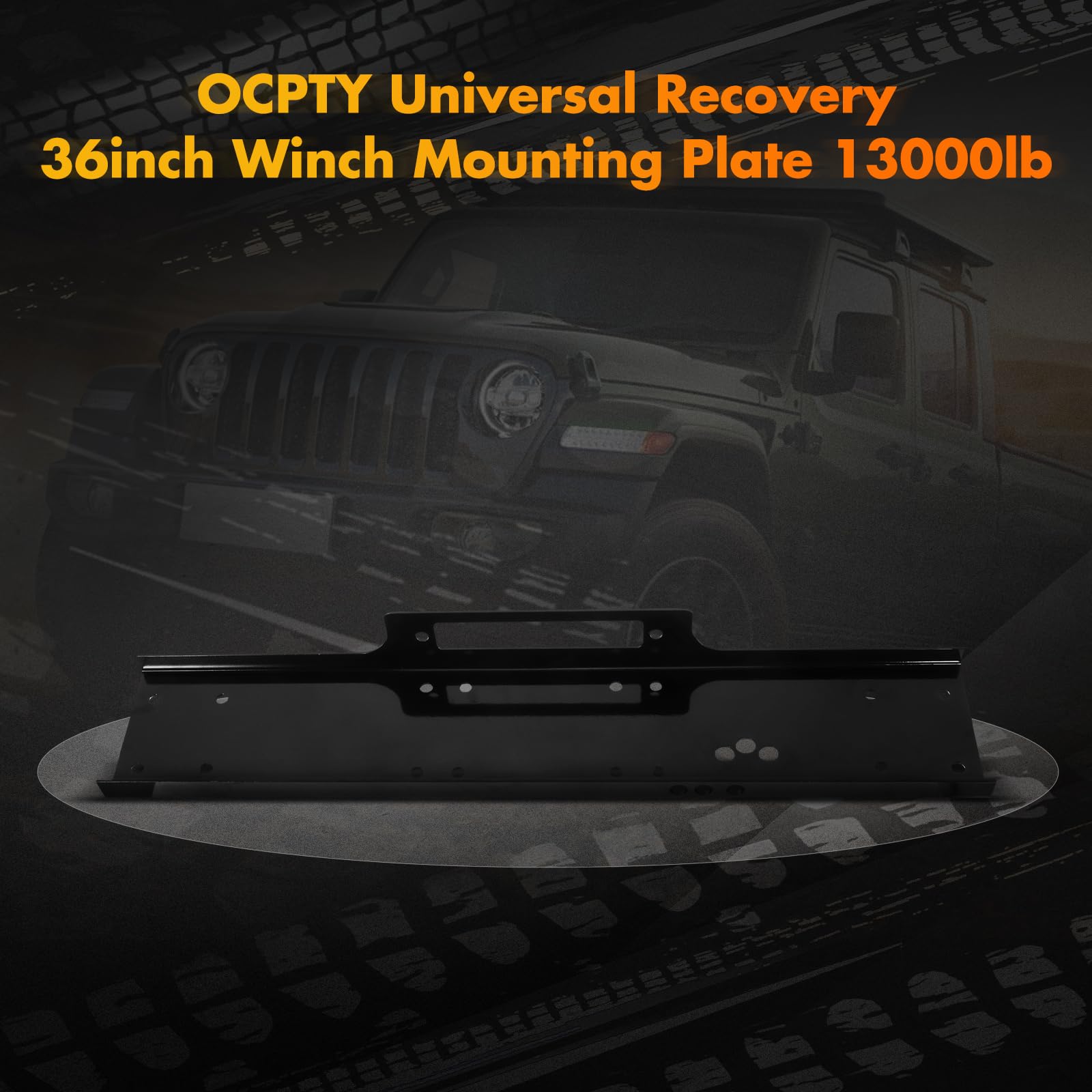 OCPTY heavy-duty universal winch mounting bracket, front view, ensuring secure installation during adventures.