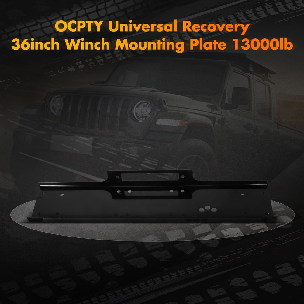 OCPTY heavy-duty universal winch mounting bracket, front view, ensuring secure installation during adventures.