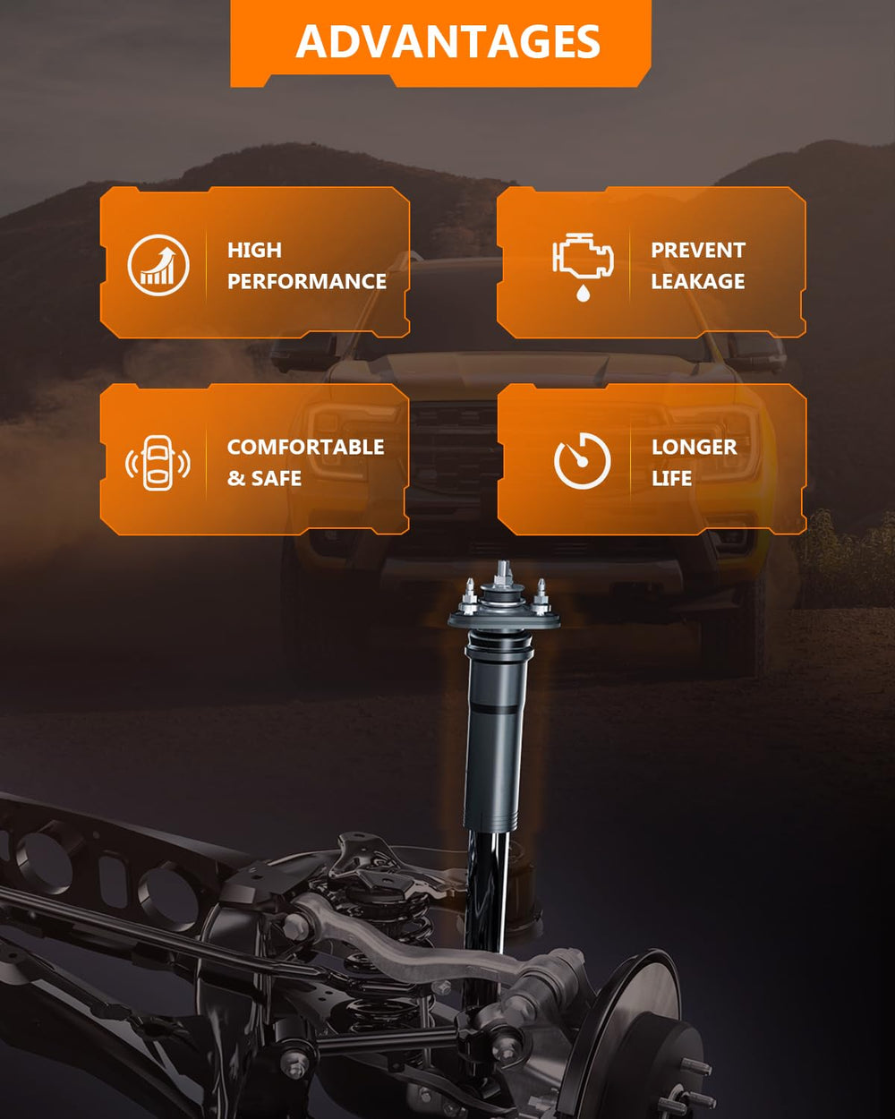 OCPTY rear shocks for Mazda B2300 improve stability during braking.