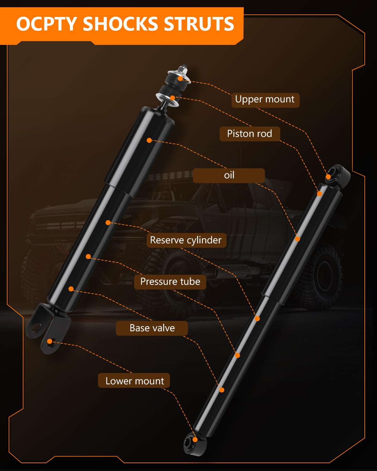 OCPTY shock kit installation visuals showing proper mounting and alignment.