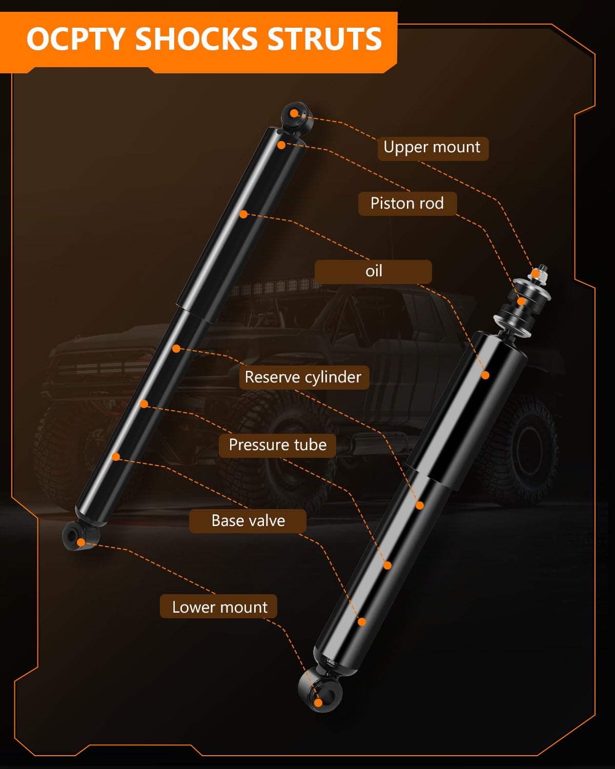 OCPTY suspension upgrade visuals showing shock replacement process.