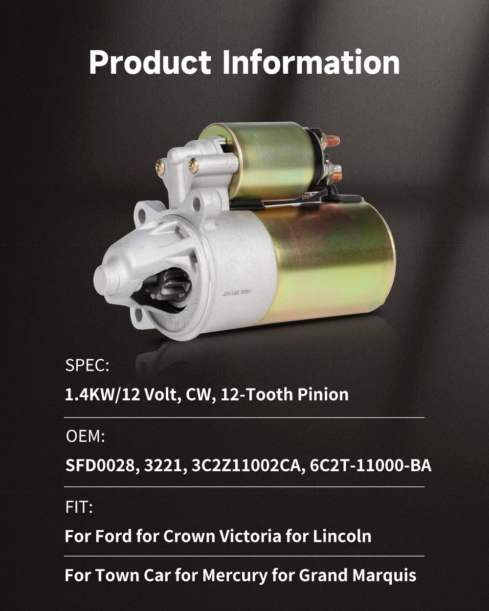 OCPTY Starter SFD0028 side view demonstrates robust construction for reliable starts