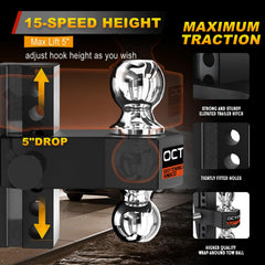 OCTORA aluminum tow hitch heavy-duty construction supports substantial loads.
