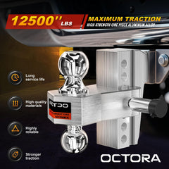 Octora heavy-duty aluminum tow hitch offers lighter weight without compromising towing capacity.