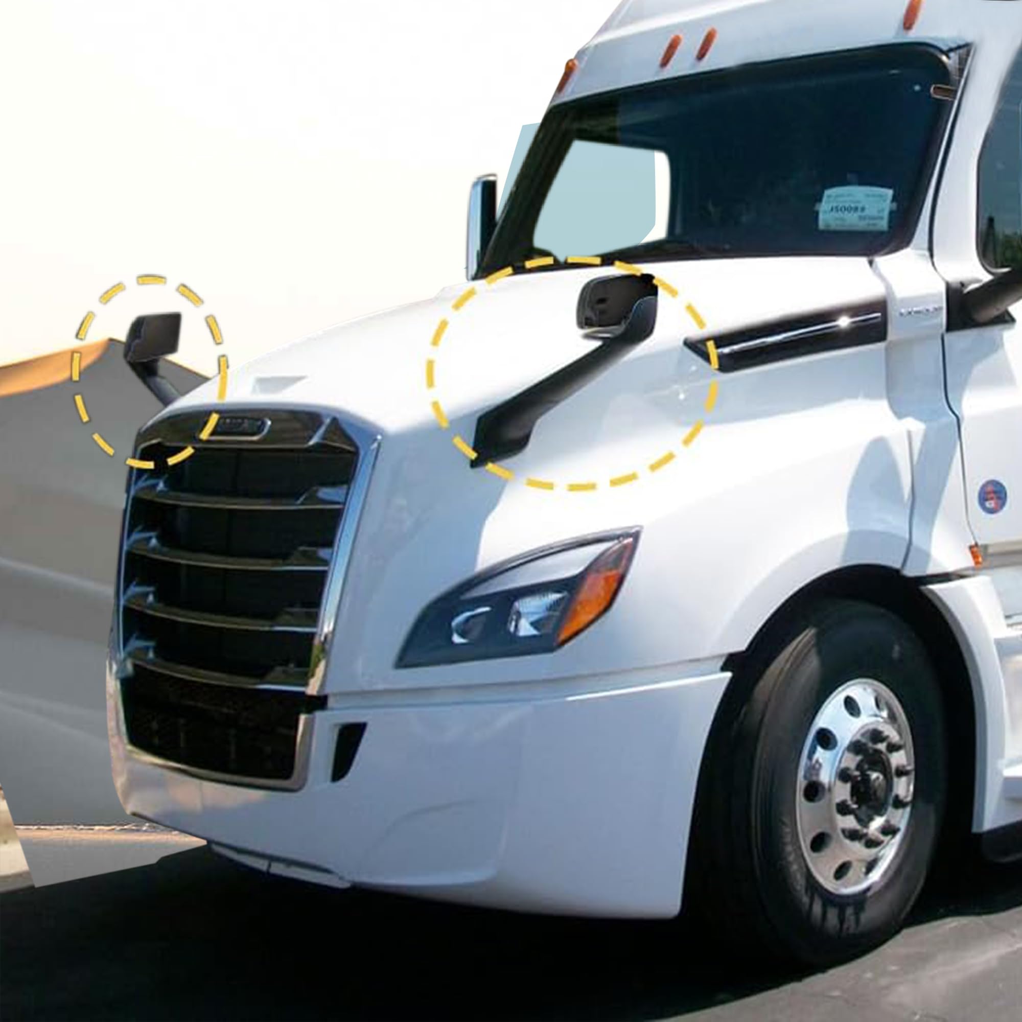 oddiyer hood mirror glass Cascadia truck accessory for quick upgraded visibility.