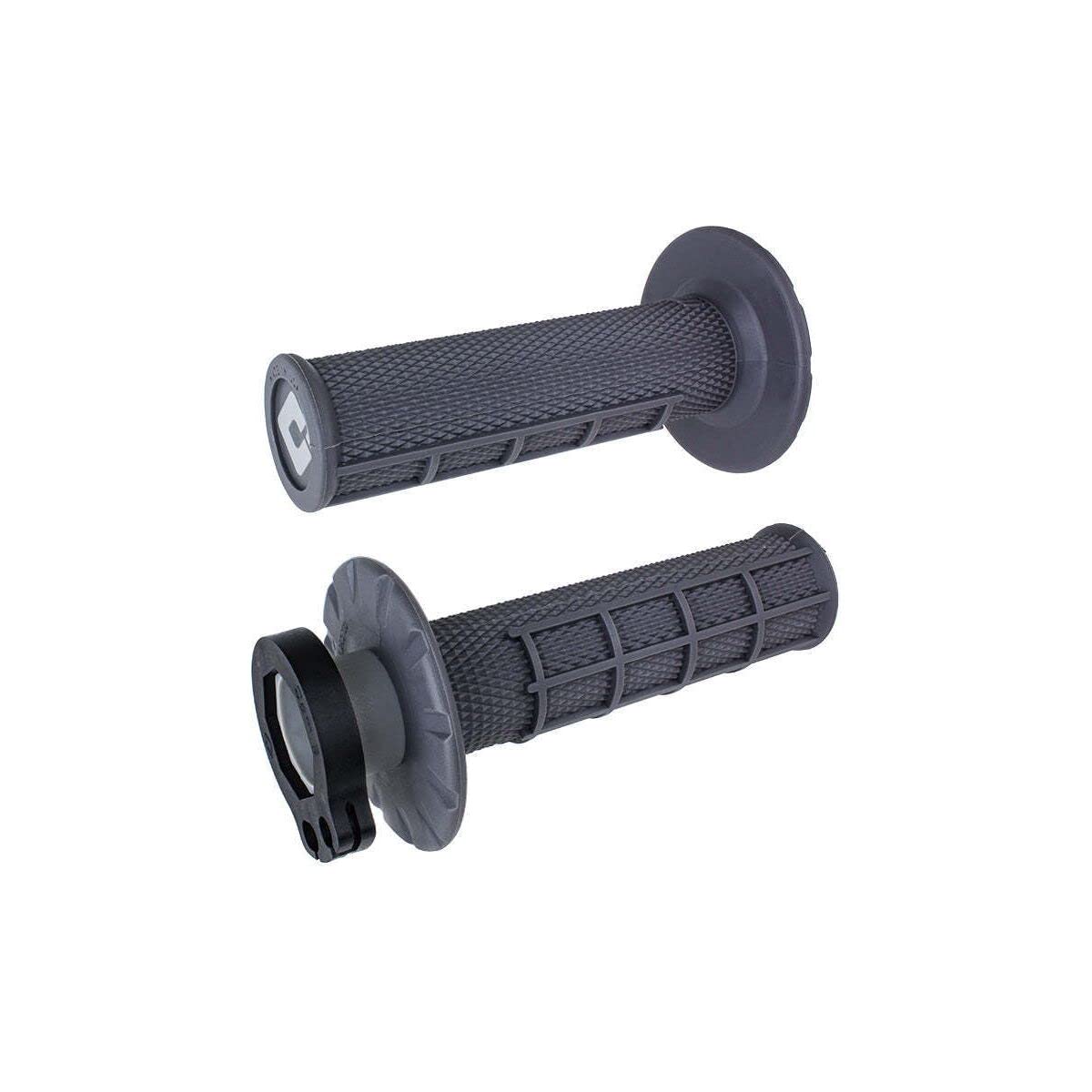Odi Half Waffle V2 MX Lock-On Grips in Graphite provide secure, glue-free mounting for quick setup