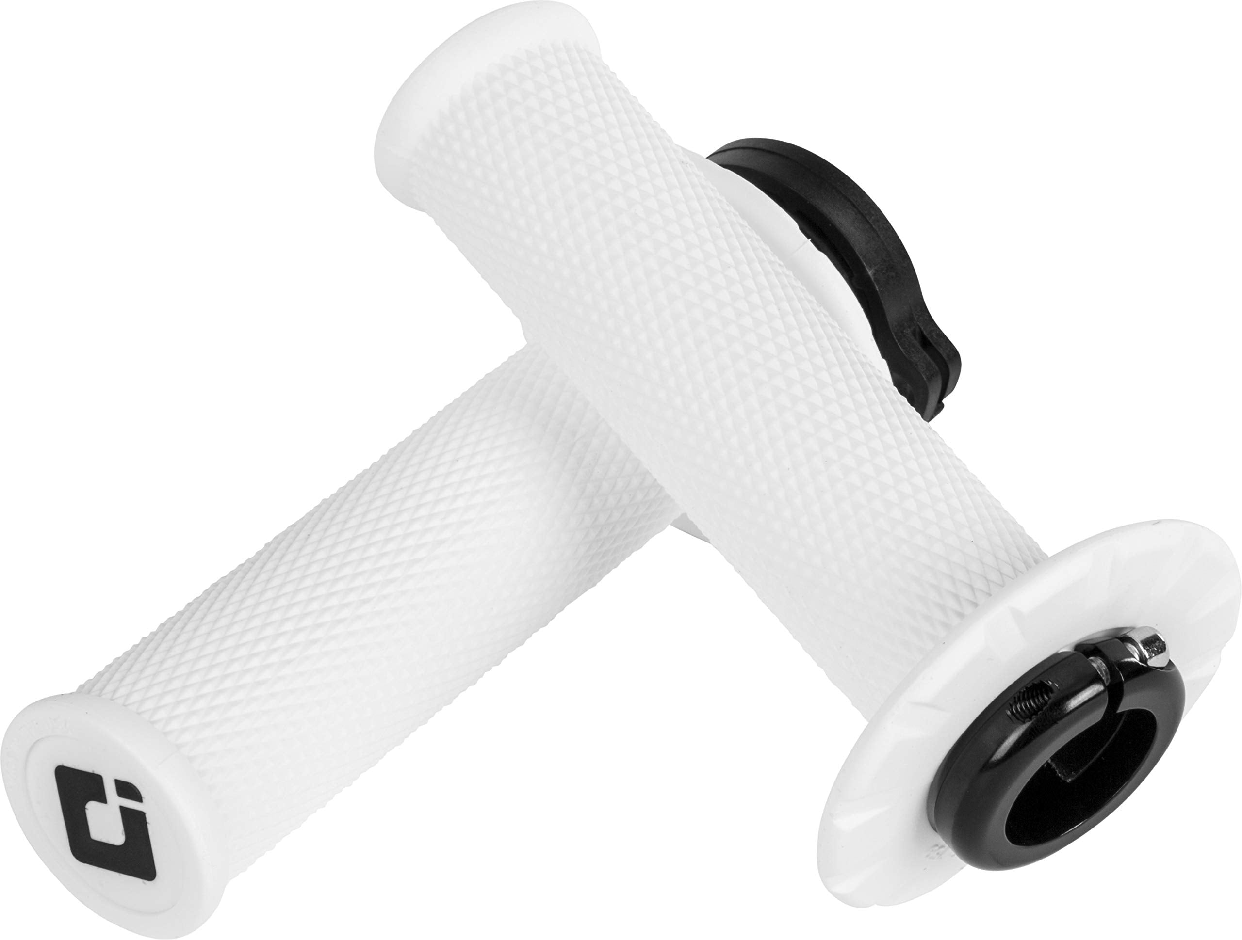 ODI No-Waffle MX V2 grips white with lock-on for secure motocross control.