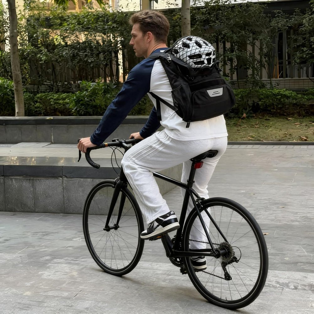 ODJVM mesh net secures helmets on the move