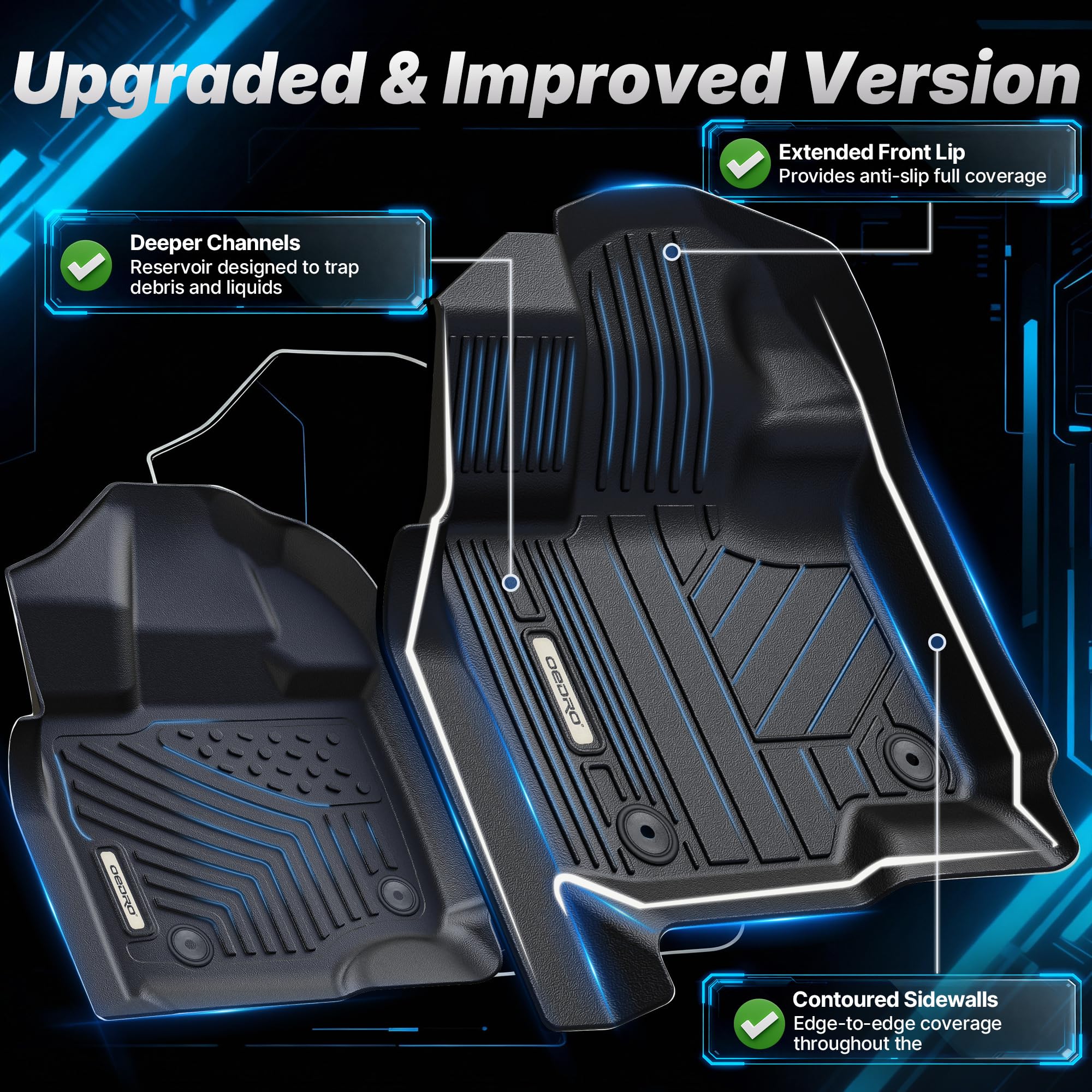 OEDRO non-slip retention posts keep mats in place during drives.