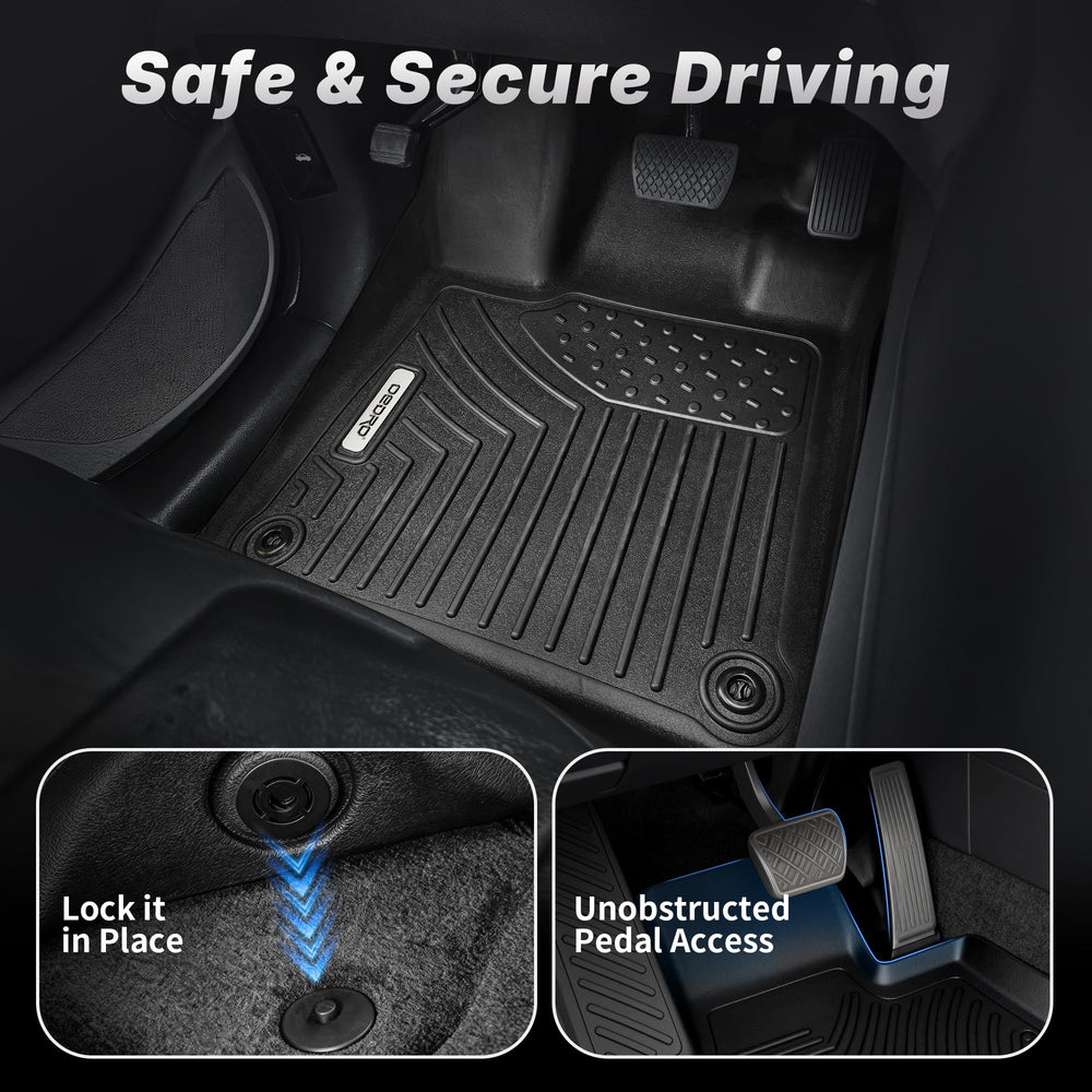 OEDRO floor mats with storage box access improve cargo area cleanliness and organization.