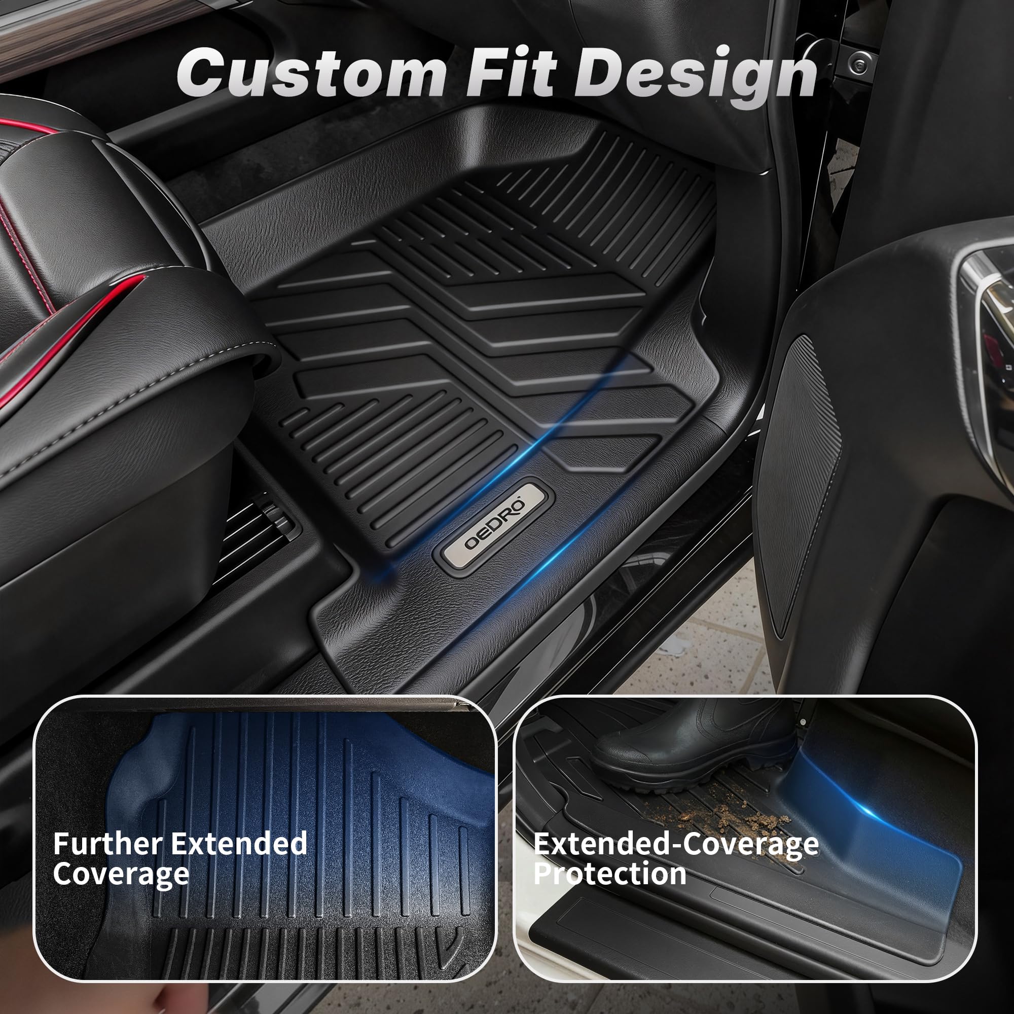 OEDRO rear floor mats for Silverado/Sierra protecting second-row floors