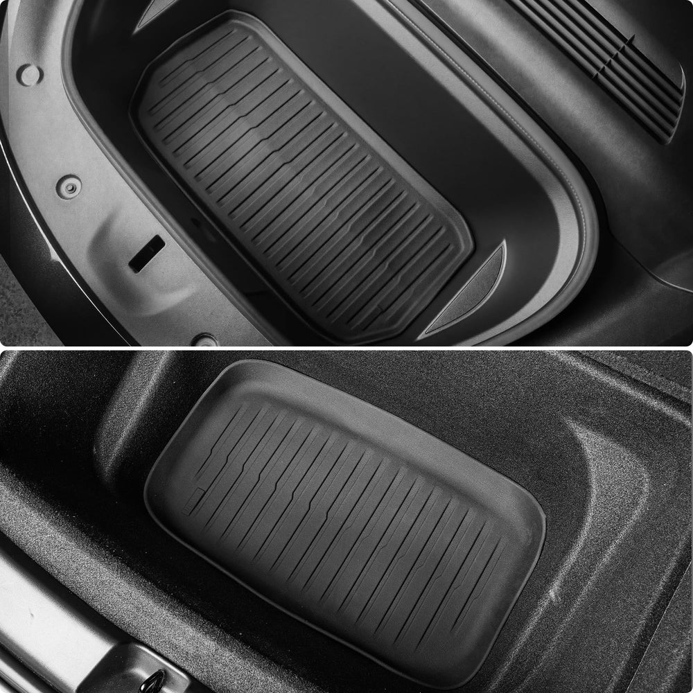 OEDRO Tesla Model Y Juniper rear trunk well storage liner in use