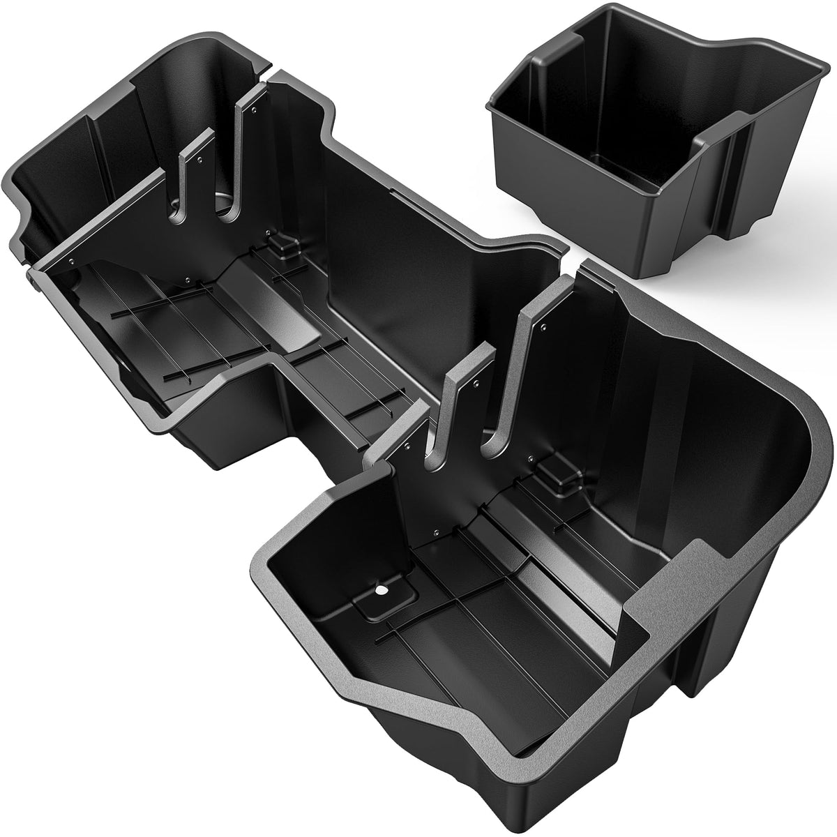 OEDRO under-seat storage box installed in Silverado-Sierra for organized tools and gear