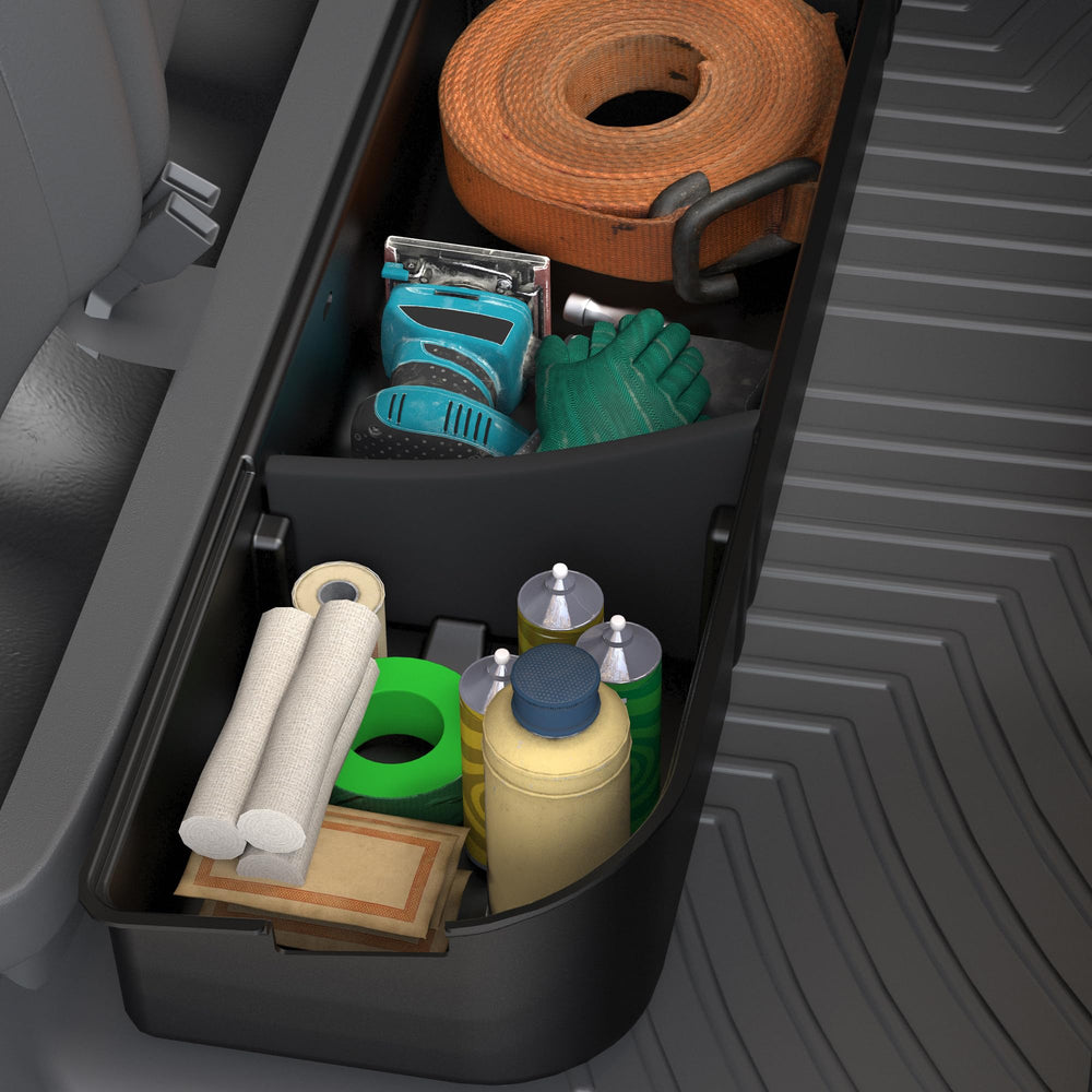 OEDRO underseat storage maximizes rear cabin space for gear.