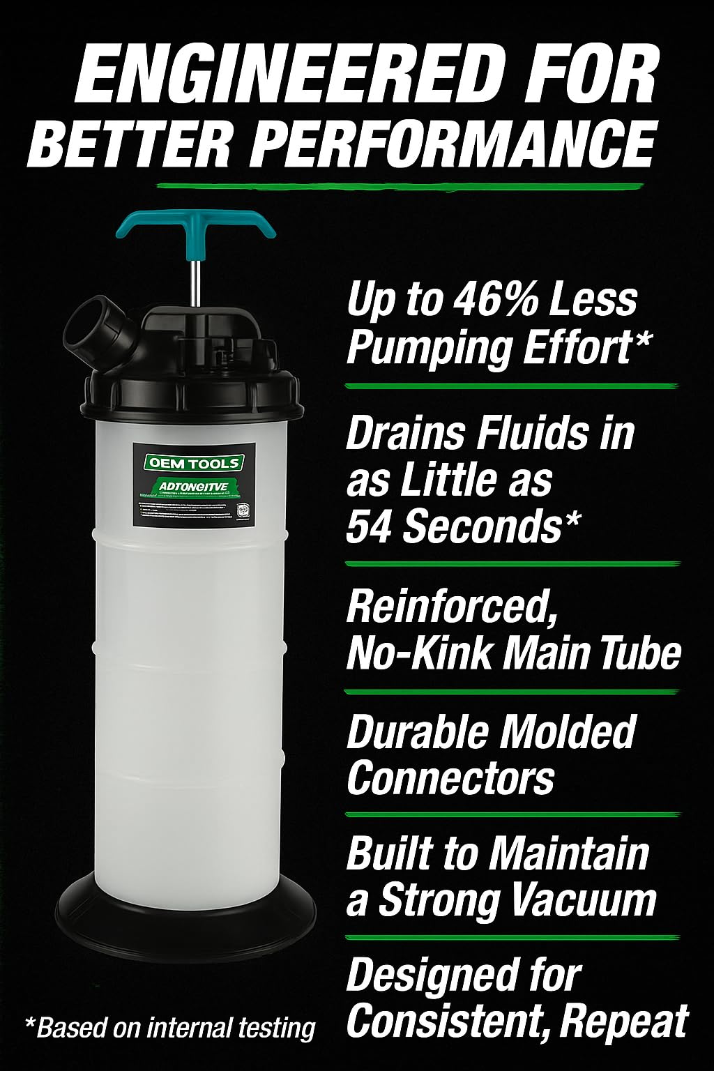 OEMTOOLS 24389 41-inch dipstick hose reaching deep into engine bays.