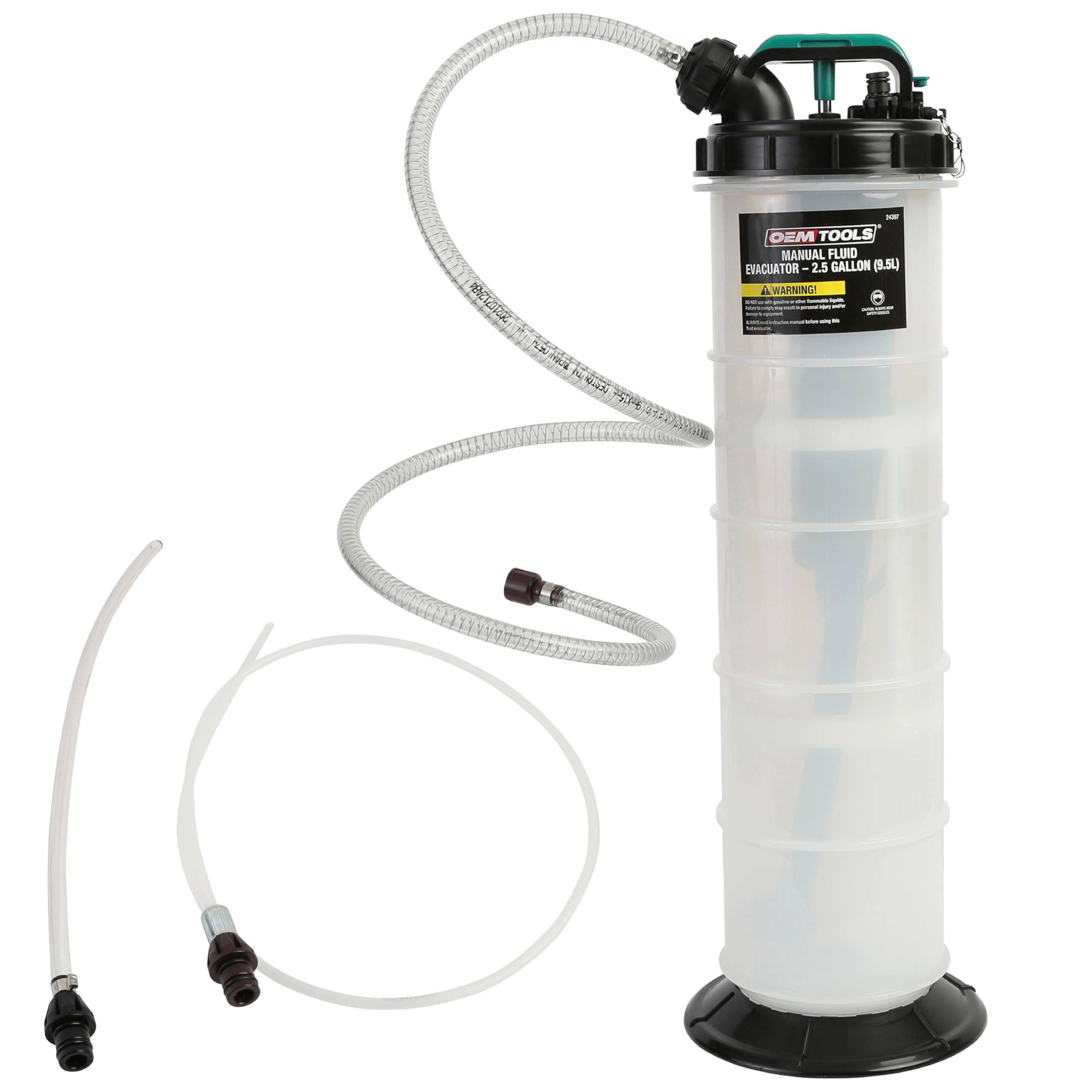 OEMTOOLS 24397 evacuator with brass connectors for reliable vacuum seal during oil removal