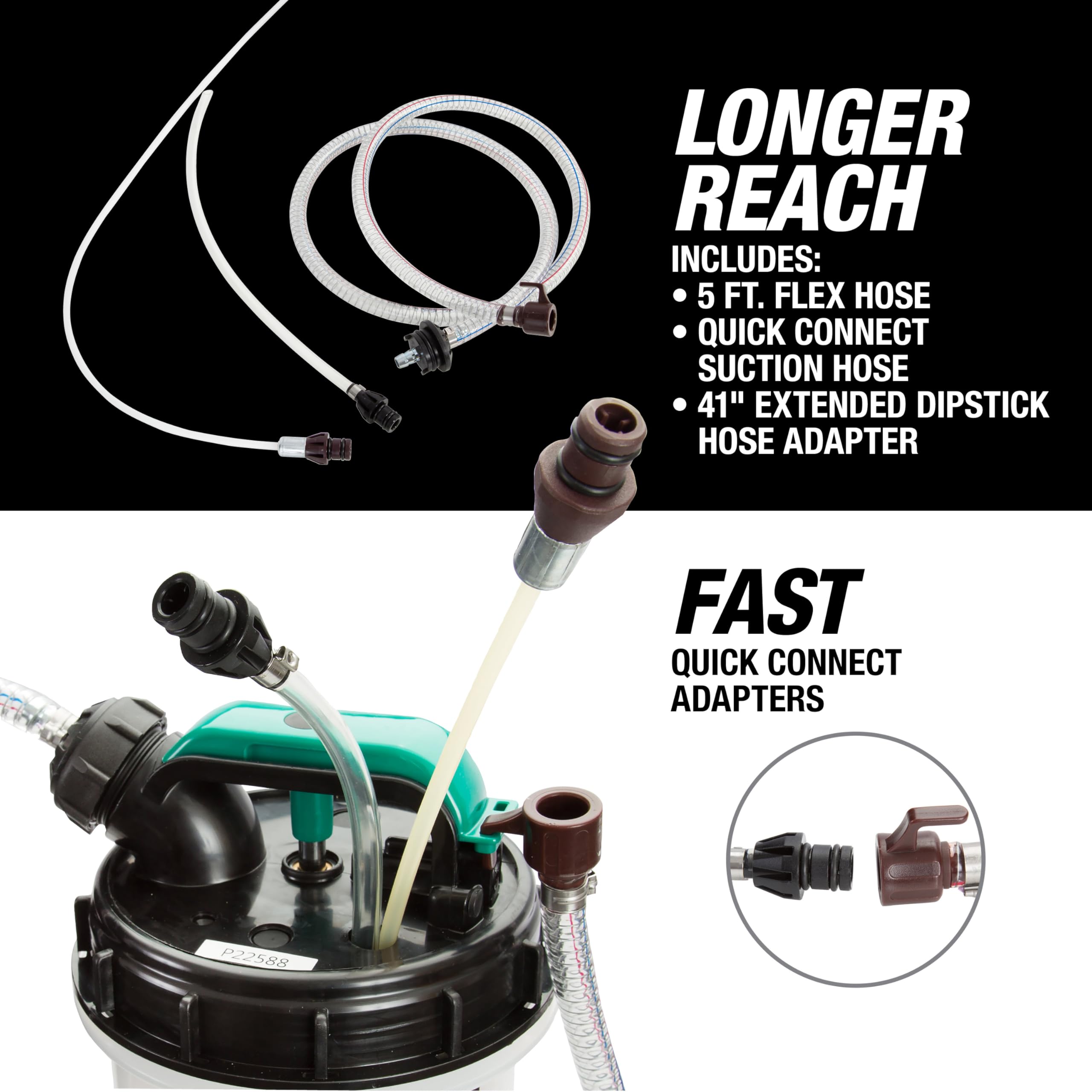 Secure seal prevents drips and air leaks while draining engine oil