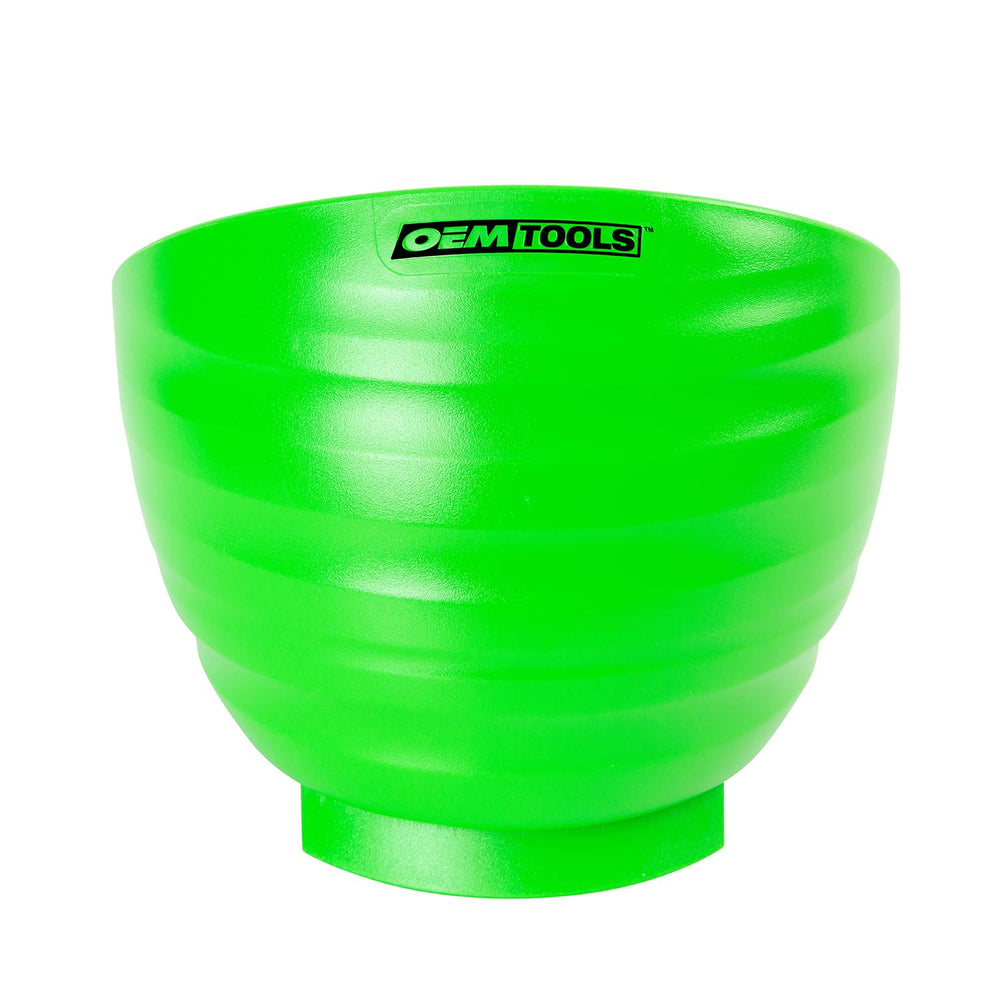 Bright green color enhances visibility of the nut cups in a cluttered workspace.