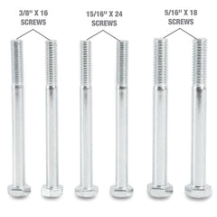 Three sets of pulling fasteners with washers and swivel for versatile attachment