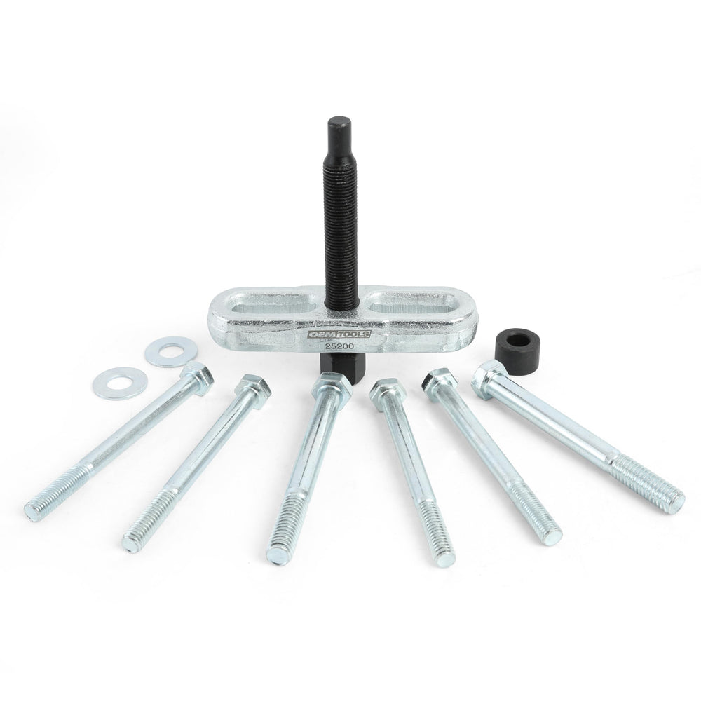 OEMTOOLS 25200 steering wheel puller kit in a complete removal setup for many vehicles