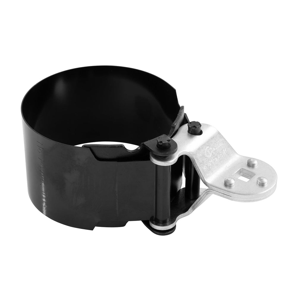 OEMTOOLS 25231 band wrench in action providing a secure grip during oil filter removal