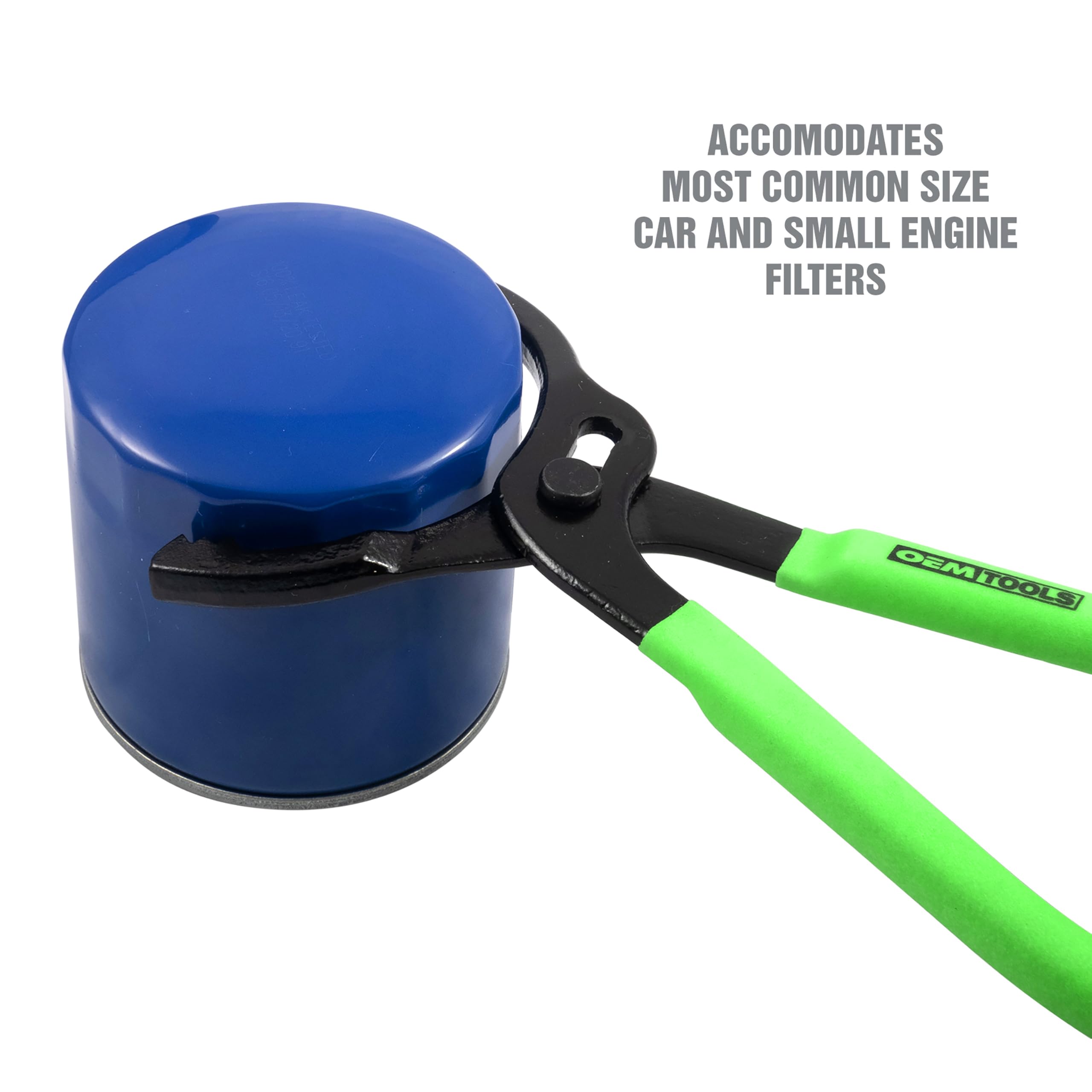 OEMTOOLS 25320 adjustable capacity fits 2-1/2 to 4-5/8 inch filters.