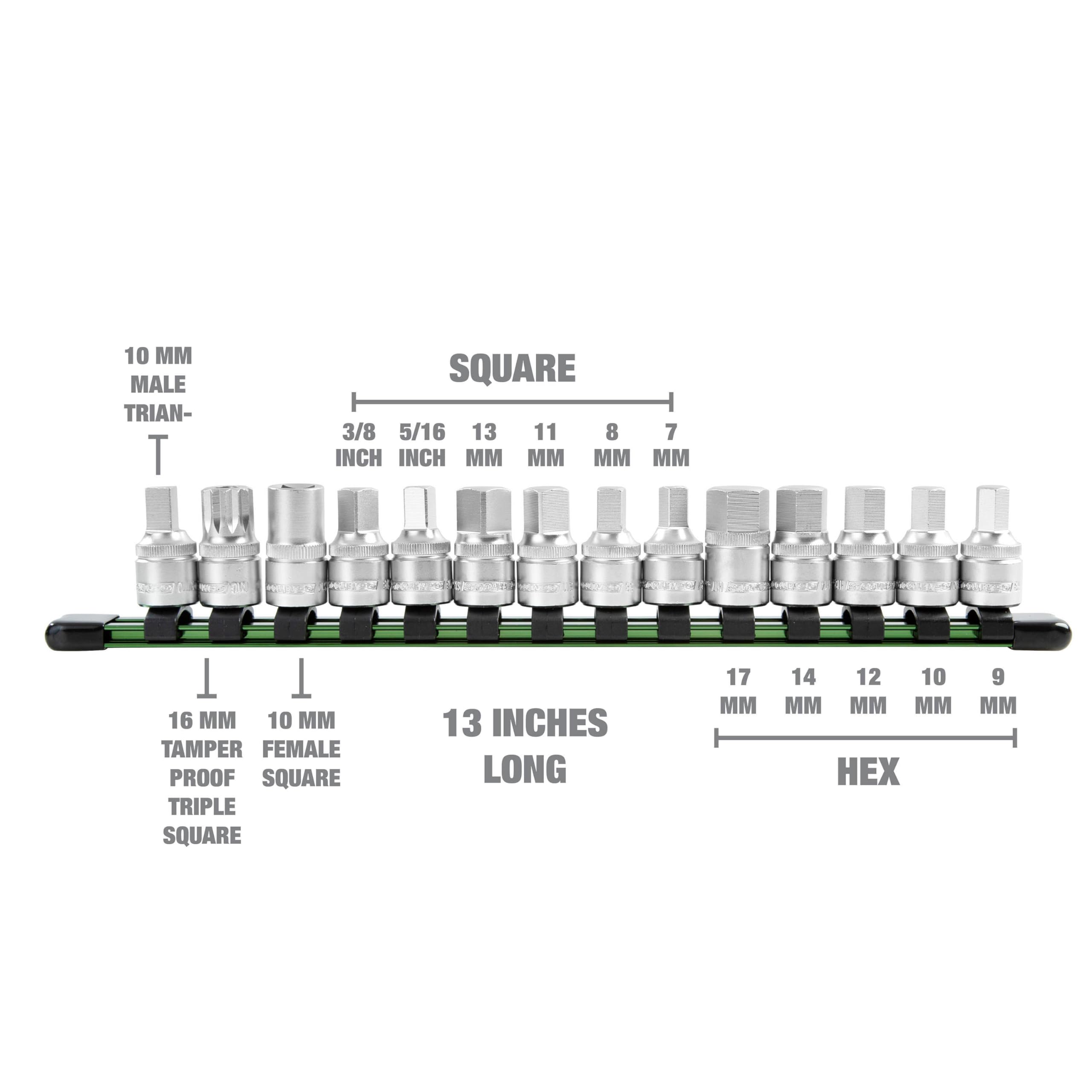 OEMTOOLS 25374 aluminum rail keeps sockets organized and protected
