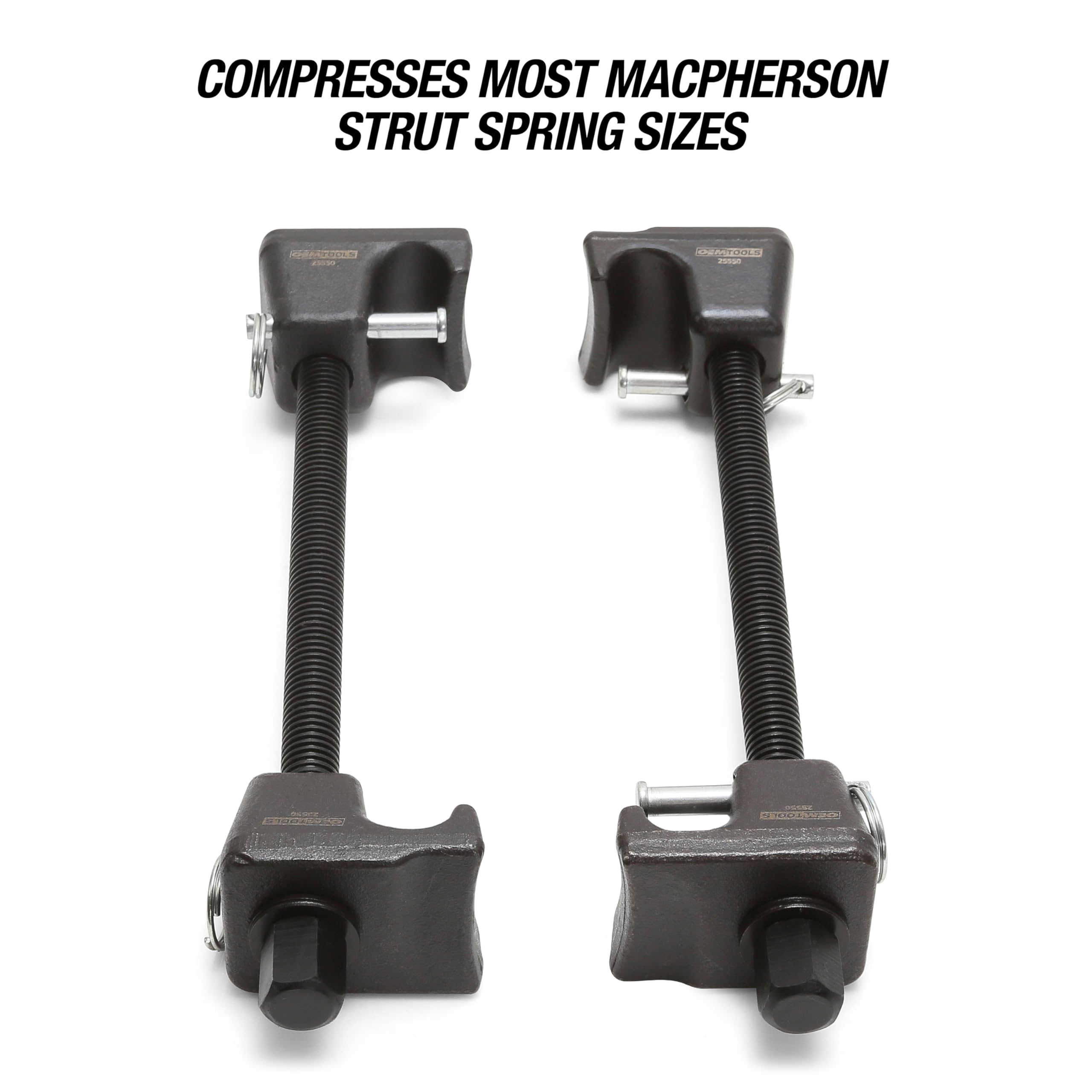 OEMTOOLS 25553 broad spring contact reduces slips during compression.