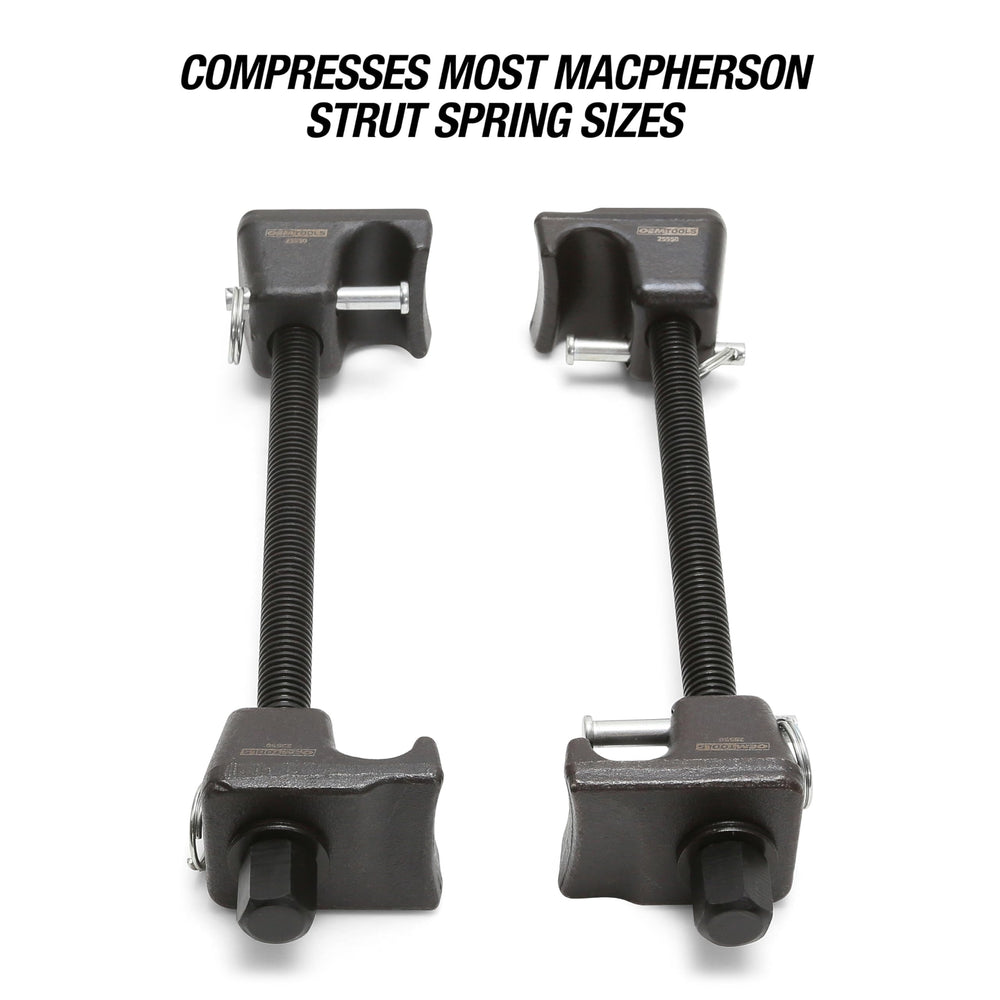 OEMTOOLS 25553 broad spring contact reduces slips during compression.