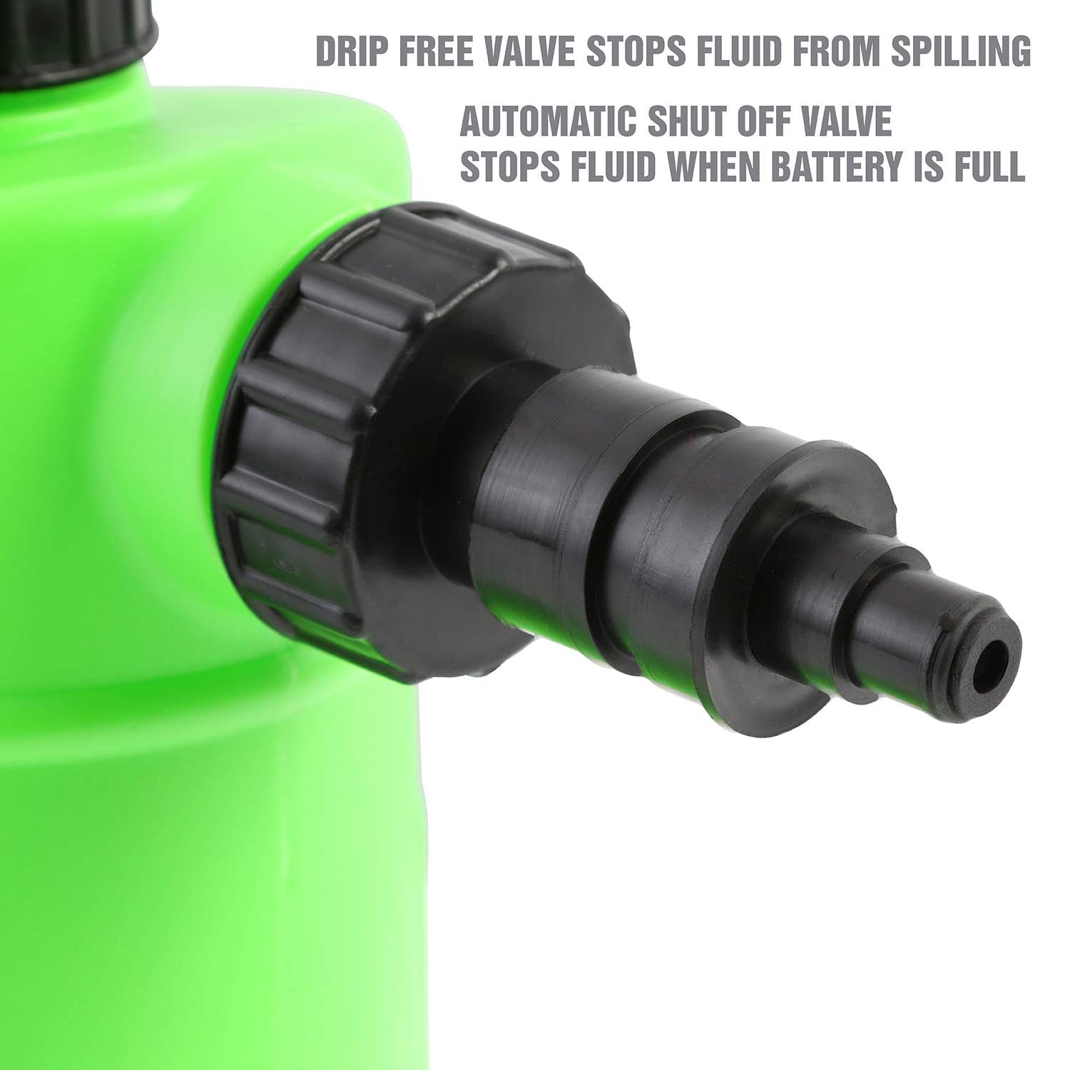 OEMTOOLS 2-liter capacity bottle designed for quick top-offs across batteries.