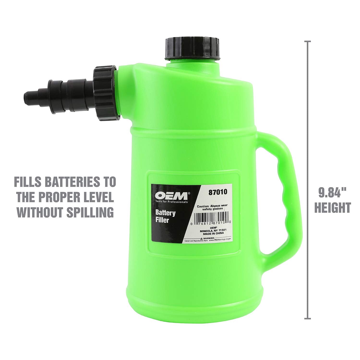 OEMTOOLS Spill-prevention design keeps the engine bay tidy during refills.