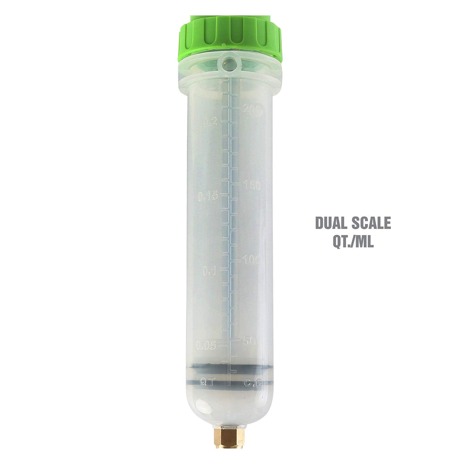 OEMTOOLS clear dual-scale cylinder lets you monitor volumes at a glance.