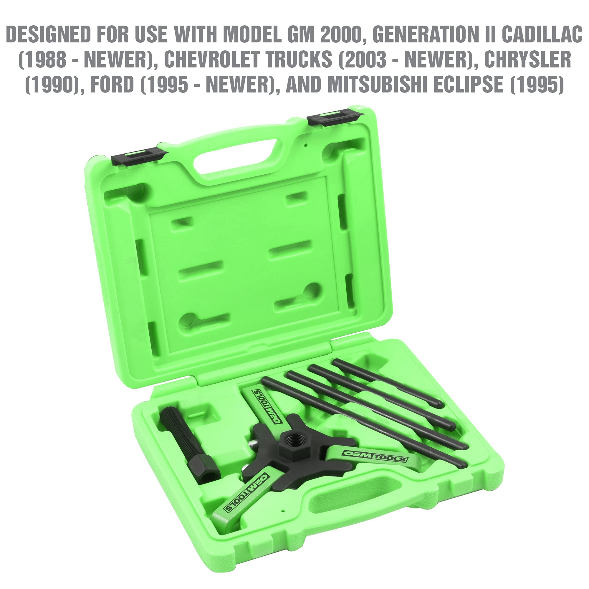 OEMTOOLS compatibility with GM, Ford, Chrysler, Mitsubishi supports tight engine bays.