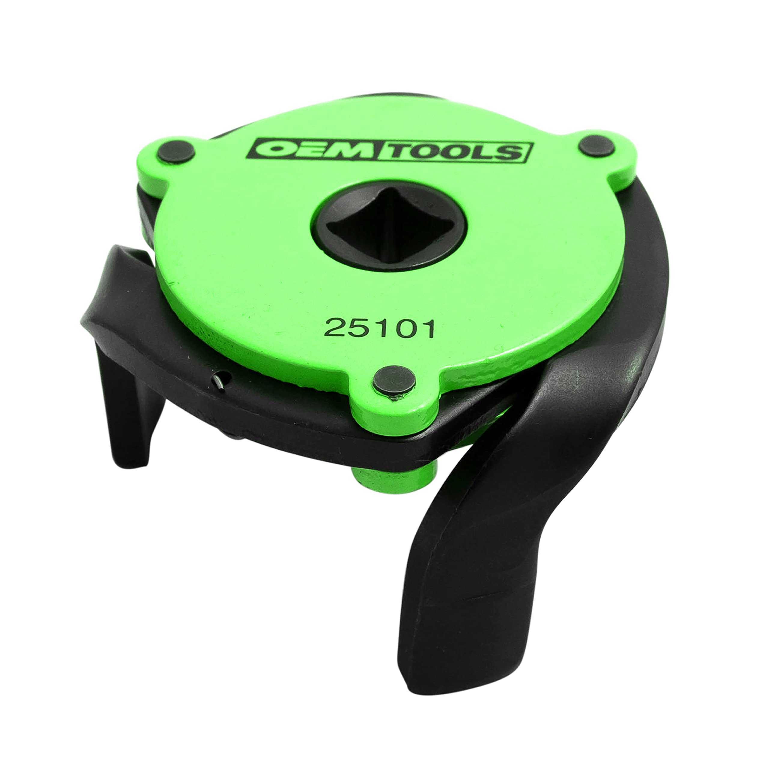 OEMTOOLS 25101 universal oil filter wrench with a 3 jaw claw secures filters during removal.