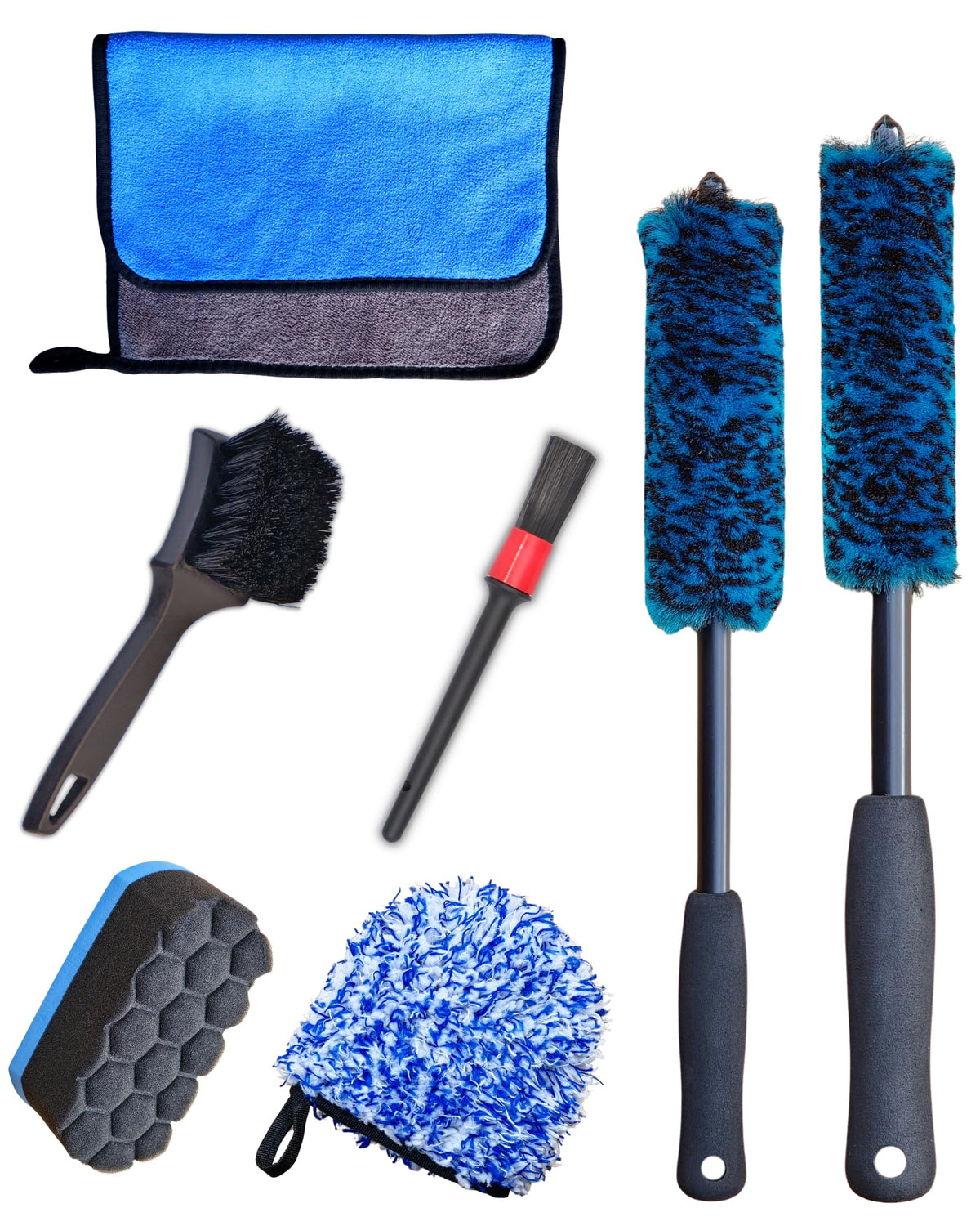 oesee 7-piece wheel detailing kit with mitt for scratch-free rim cleaning