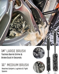 oesee 7PCS wheel cleaning kit slim woolie brush reaches tight caliper gaps with ease