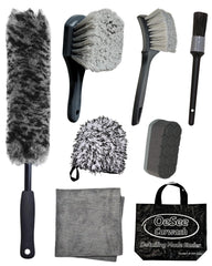 oesee 8PCS Pro Wheel Cleaning Kit with bendable Woolies brushes for precise rim access