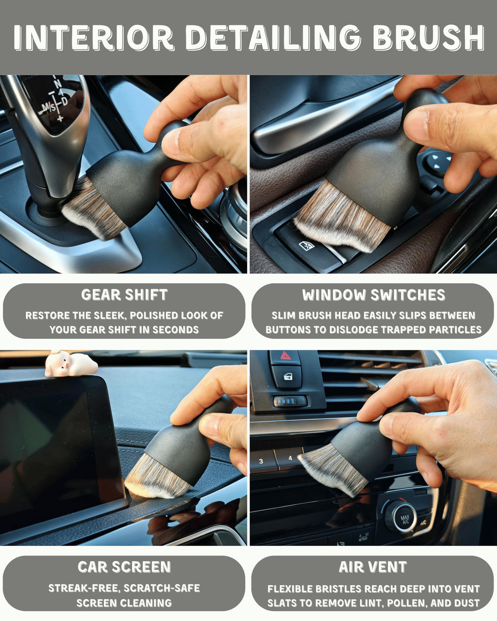 Oesee dash duster with extendable handle traps dust without scratches