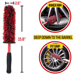 oesee tire detailing brush cleans tires and lug nut cavities.