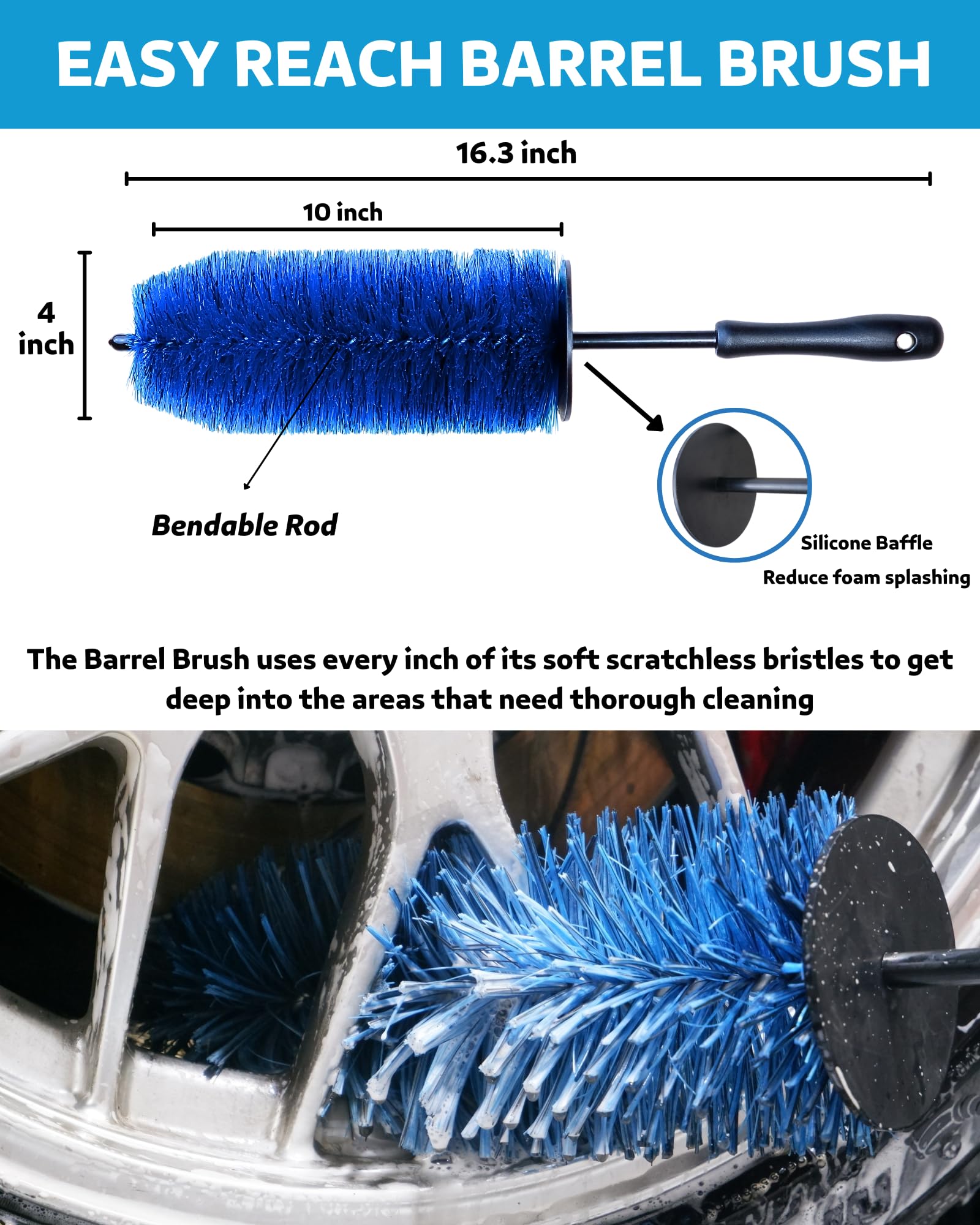 oesee bendable barrel brush reaches inside wheel barrels safely.