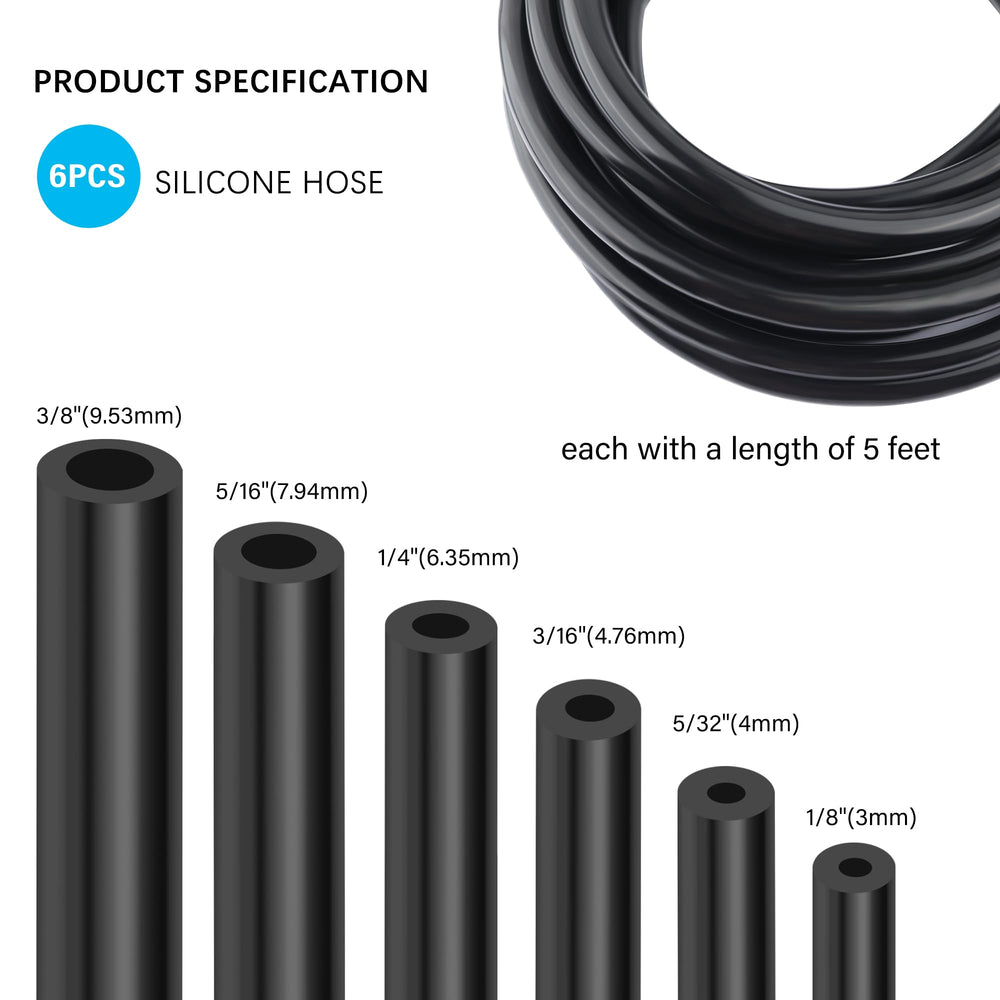 OFBAND silicone vacuum hose 5 ft 1/8 in diameter flexible routing