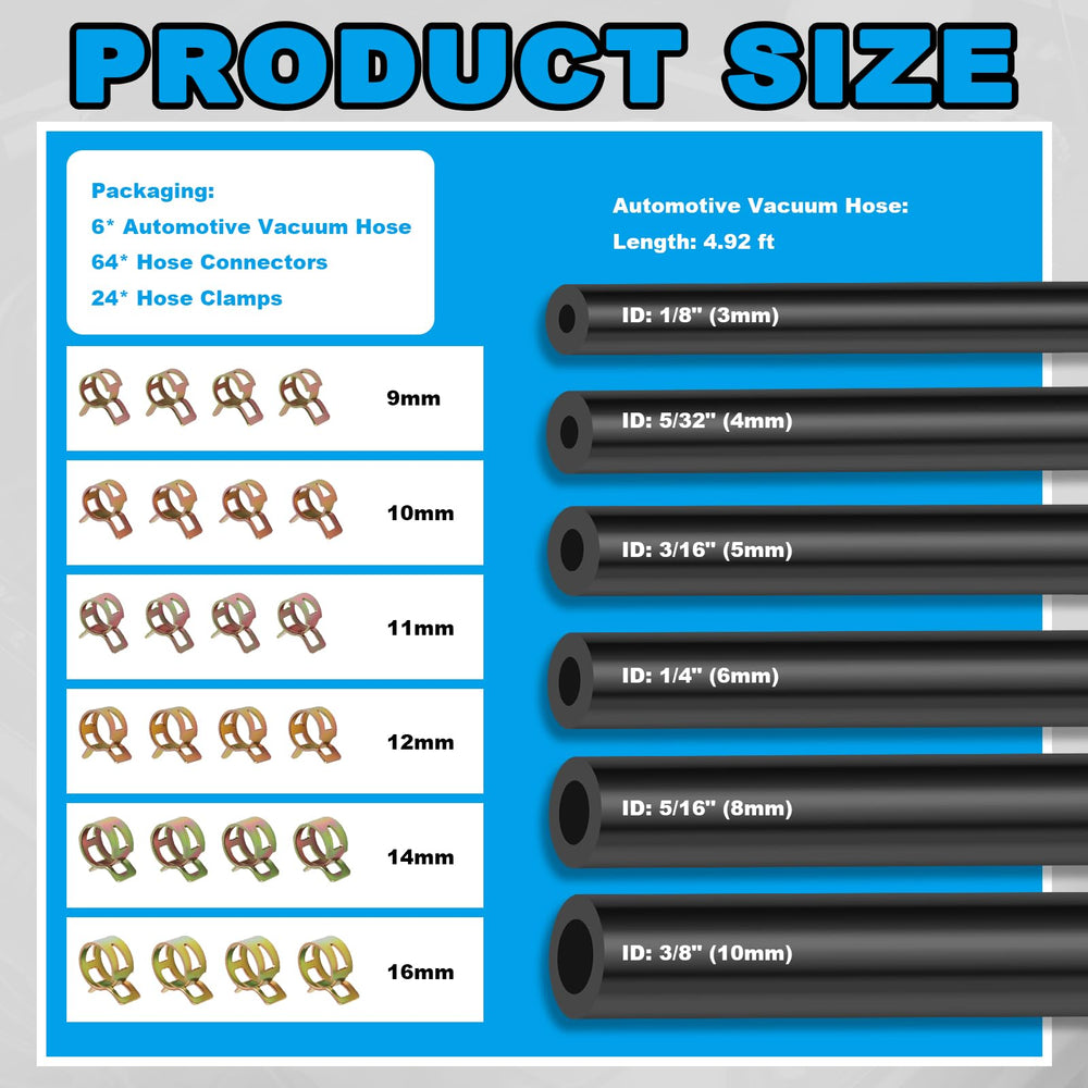 OFBAND vacuum hose connectors assortment ensures secure, leak-free joints.